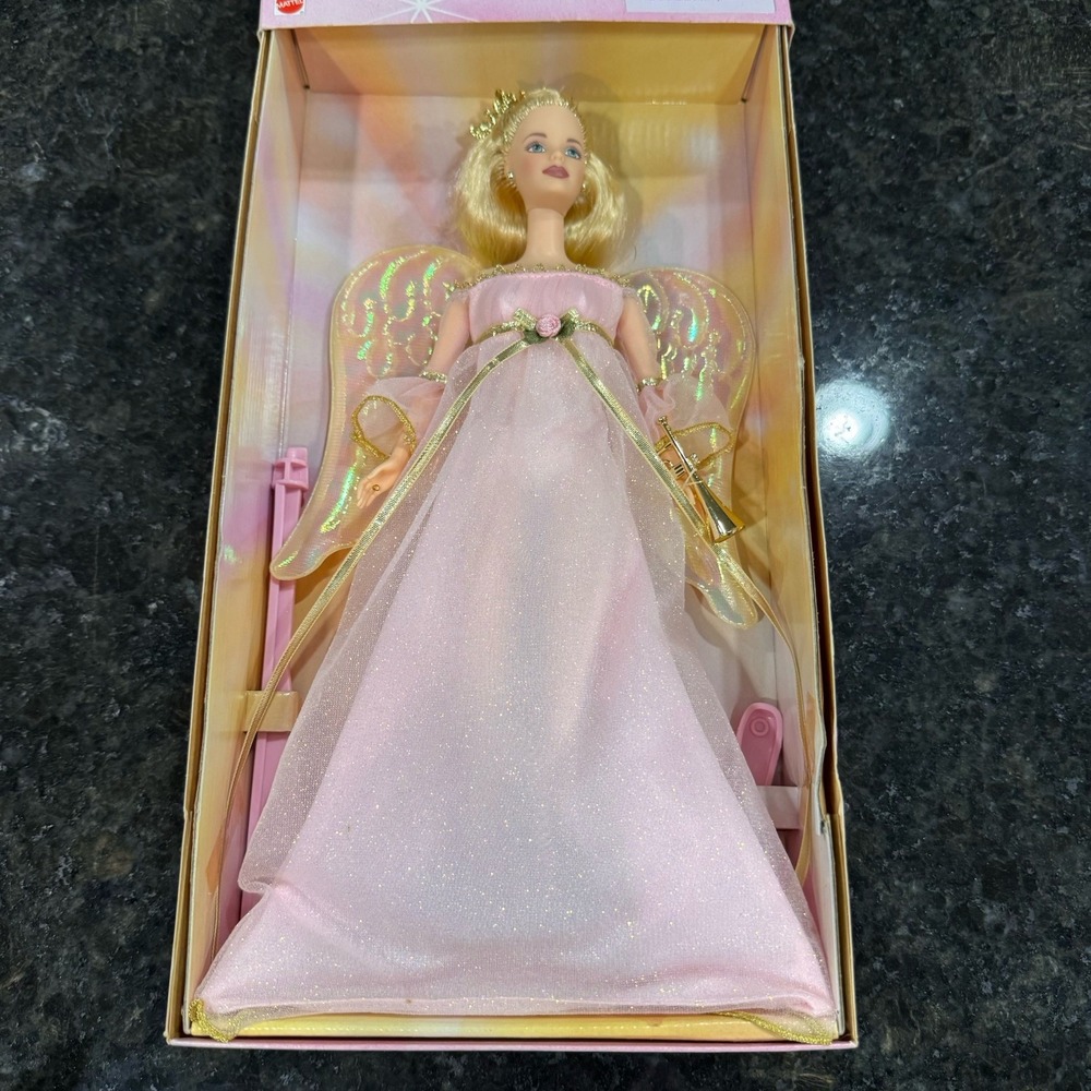 Barbie Angelic Harmony Doll 2001 Pink Gown Wings Crown NIB